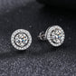 Amy and Annette 14K Gold or Sterling Silver Round Halo Earrings with Crystals