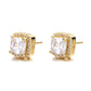 14K Gold over Sterling Silver Simulated Diamond Halo Stud Earrings