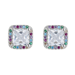 14K Gold over Sterling Silver Simulated Diamond Halo Stud Earrings