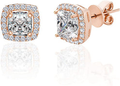 14K Gold over Sterling Silver Simulated Diamond Halo Stud Earrings