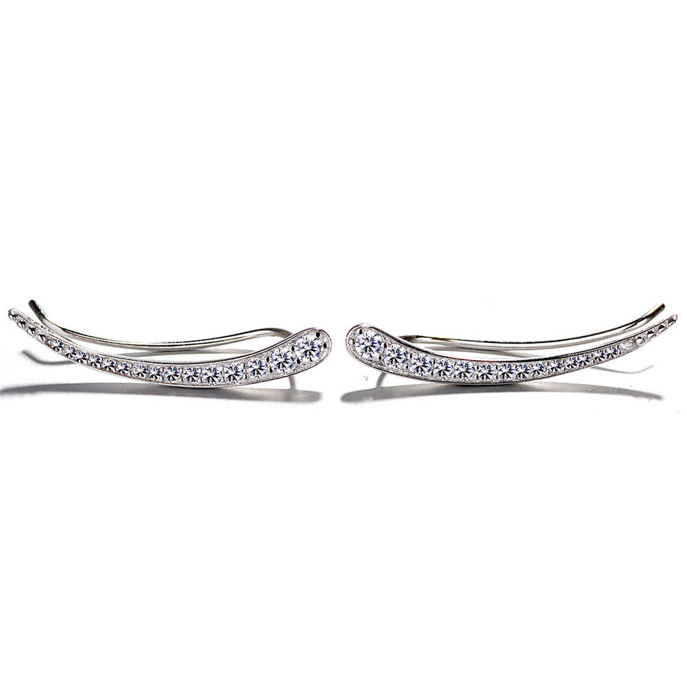 Sterling Silver Crystal Wave Climber Earring