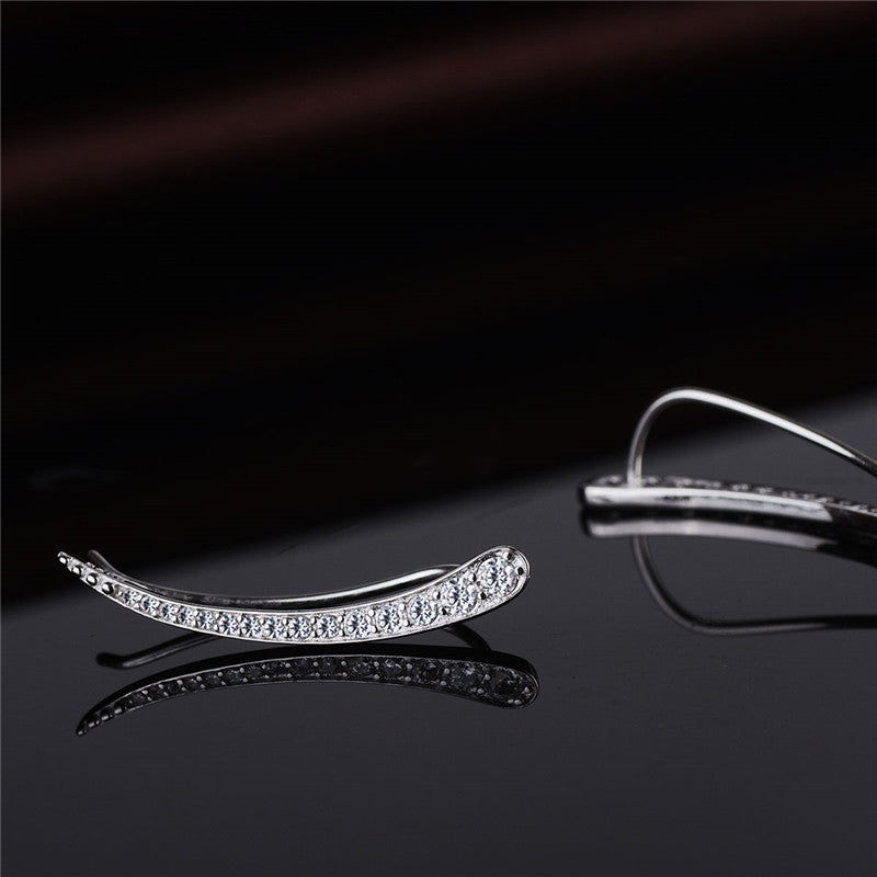 Sterling Silver Crystal Wave Climber Earring