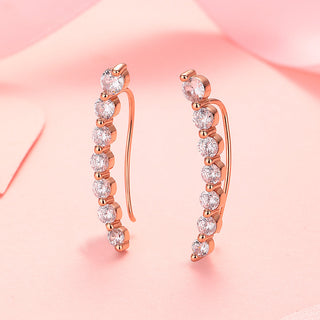 14K White Gold or 14K Rose Gold Crystal Climber Crawler Earrings