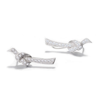 Sterling Silver Love Knot Crystal Climber Earring