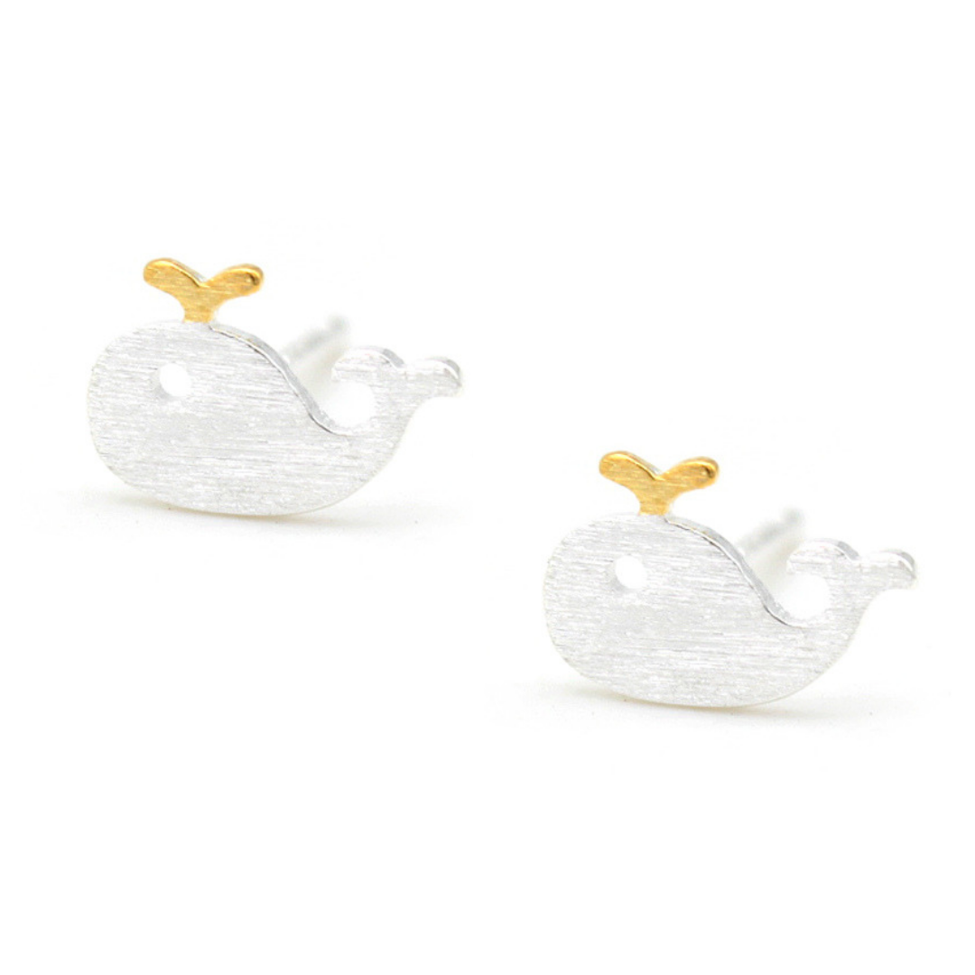 Sterling Silver Whale Earring Stud