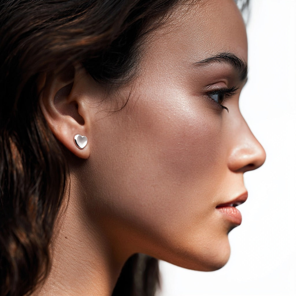 Minimalist Sterling Silver Bubble Heart Stud Earring