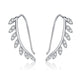 Sterling Silver Crystal Leaf Climber Earring