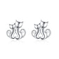 Sterling Silver Mother Daughter Cat Earrings