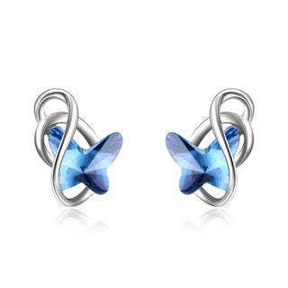 Sterling Silver Blue Butterfly Earrings with crystals from Swarovski