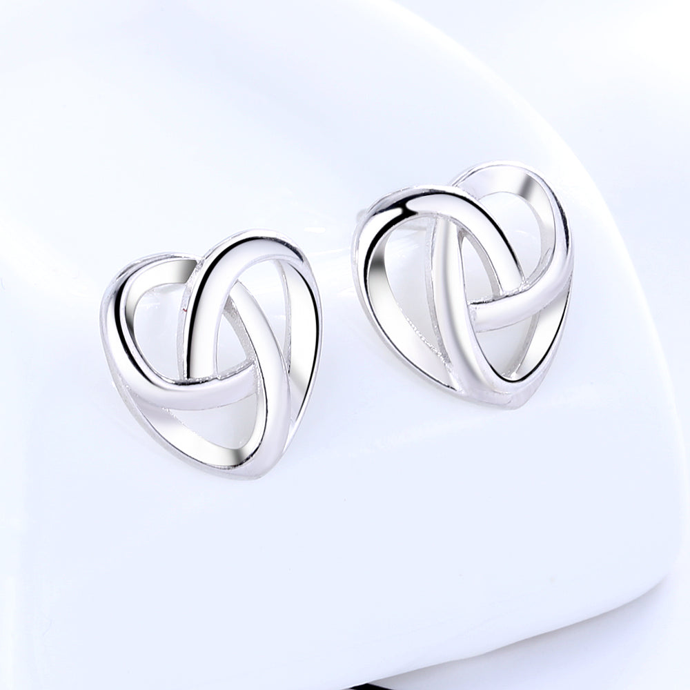Sterling Silver Celtic Heart Earring Studs