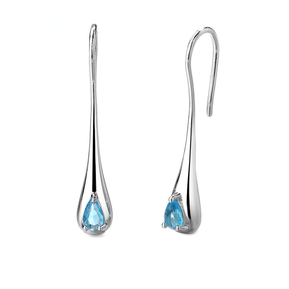 Sterling Silver Gemstone Water Drop Earrings
