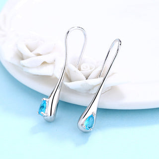Sterling Silver Gemstone Water Drop Earrings