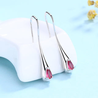 Sterling Silver Gemstone Water Drop Earrings