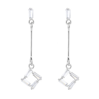 Swarovski Crystal Drop Baguette Sterling Silver Earrings