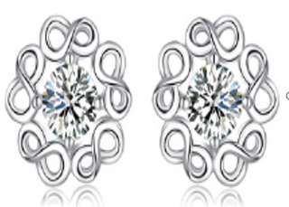 Sterling Silver Crystal Infinity Flower Earrings