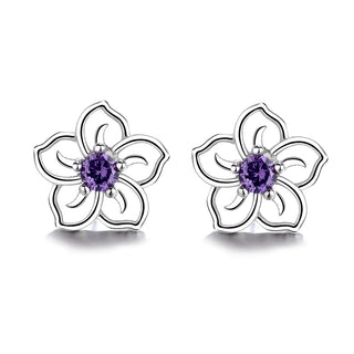 Sterling Silver Gemstone Open Flower Earrings