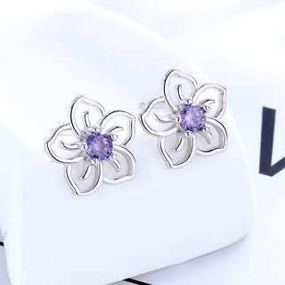 Sterling Silver Gemstone Open Flower Earrings