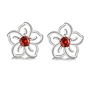 Sterling Silver Gemstone Open Flower Earrings