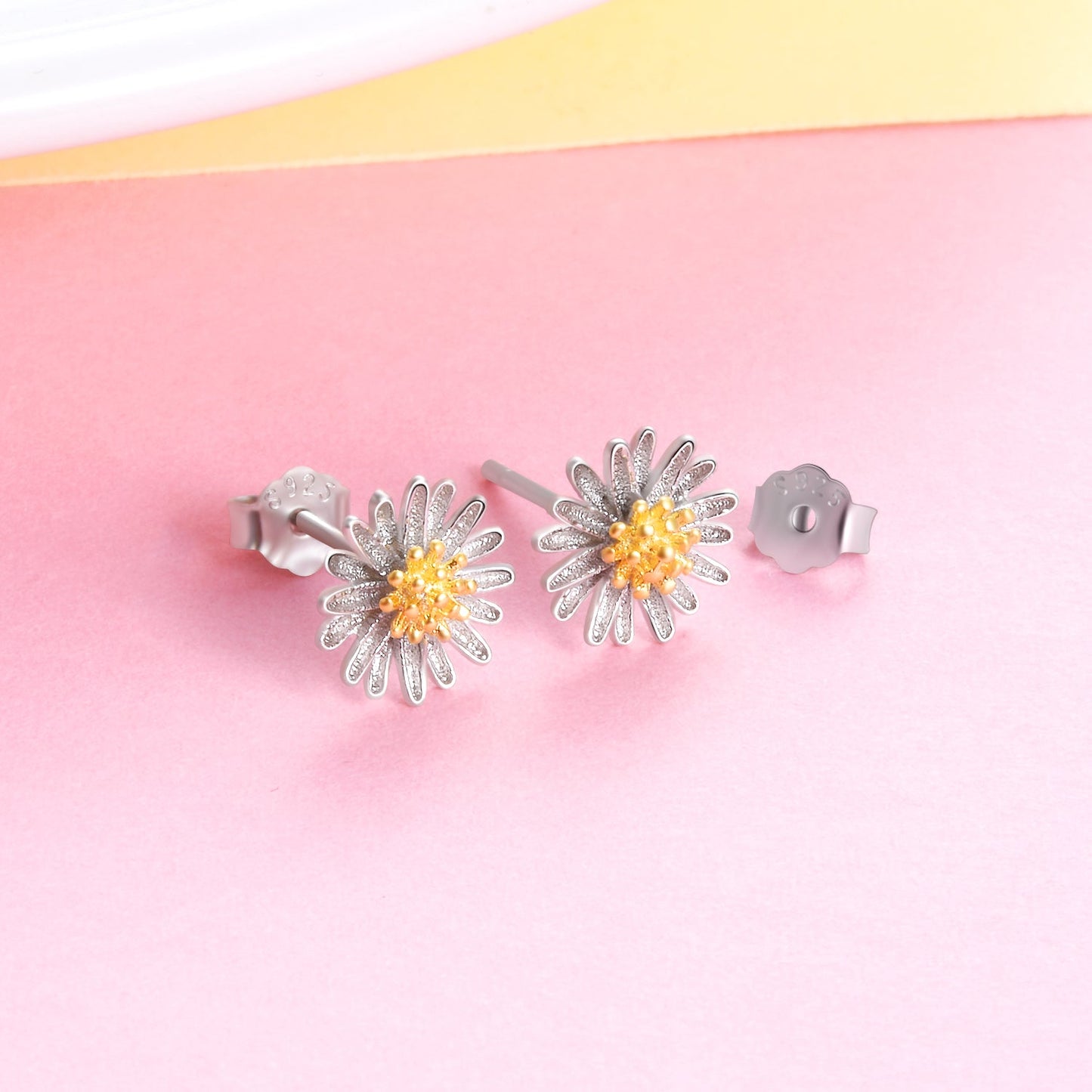 Solid Sterling Silver Sunflower Earrings