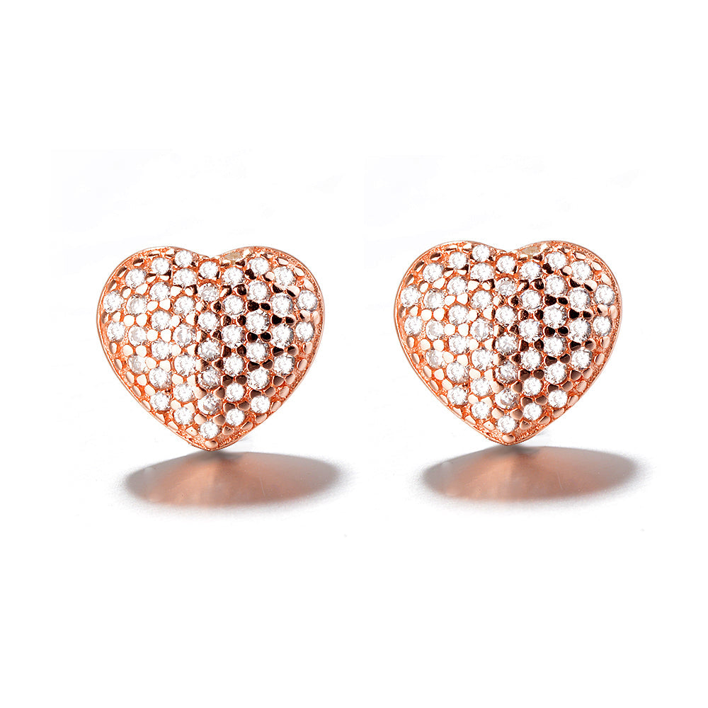 Sterling Silver  Crystal Encrusted Bubble Heart Stud Earring