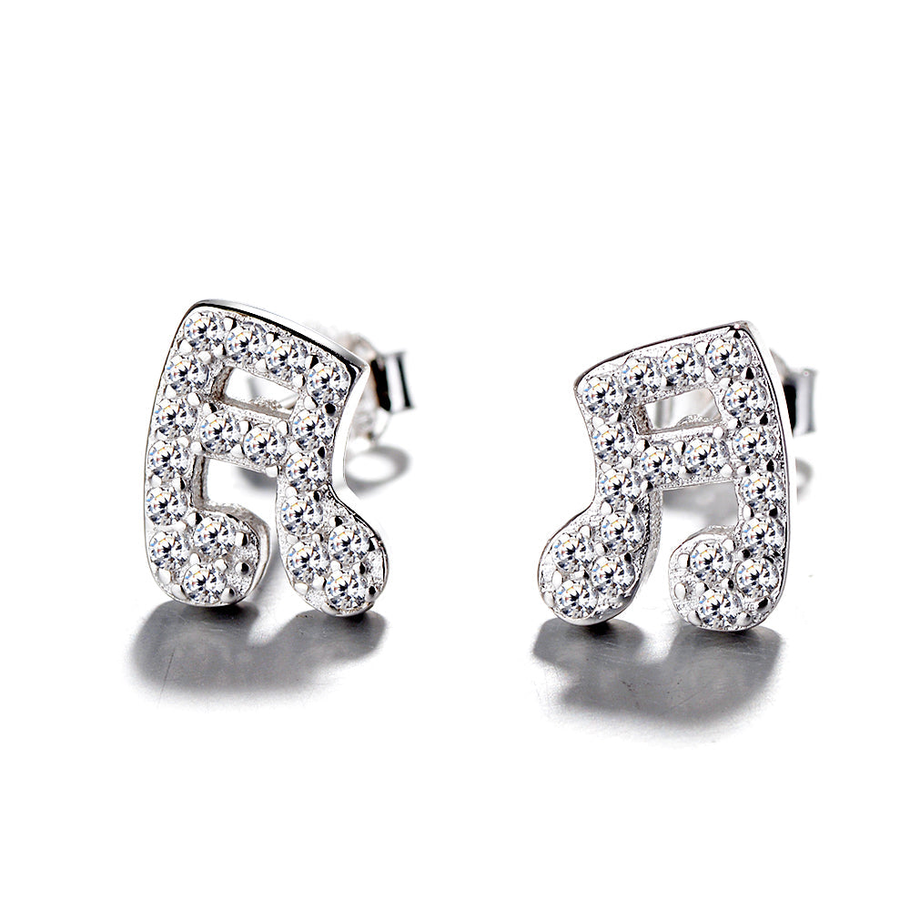 Sterling Silver Musical Note Stud Earring