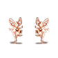 18K Rose Gold and Sterling Silver Crystal Fairy Stud Earrings