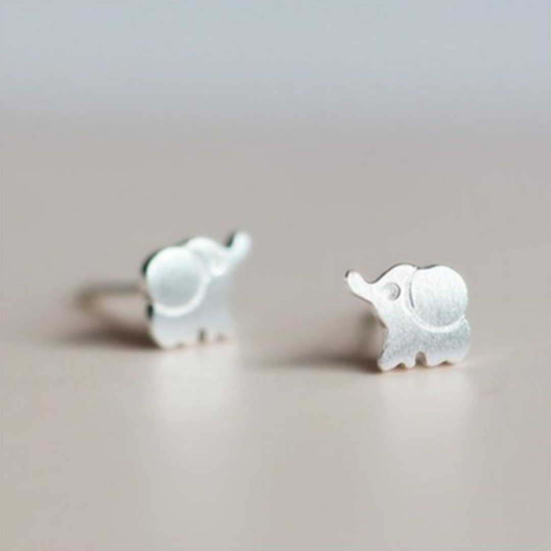 Sterling Silver Elephant Stud Earrings