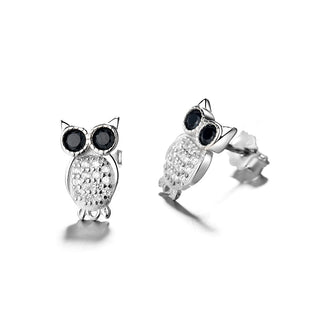 Sterling Silver Owl Studs With Crystals From Swarovski