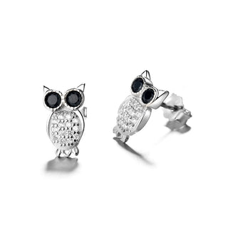 Sterling Silver Owl Studs with crystals