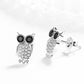 Sterling Silver Owl Studs with crystals