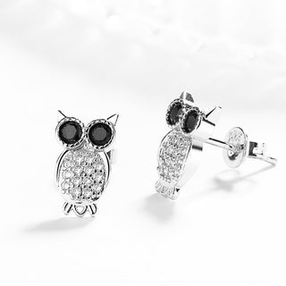 Sterling Silver Owl Studs with crystals