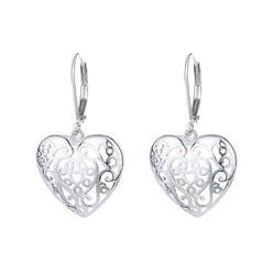 14K Gold and Sterling Silver Filigree Heart Earring