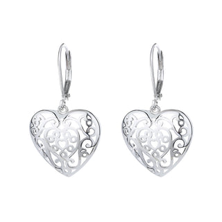 14K Gold and Sterling Silver Filigree Heart Earring