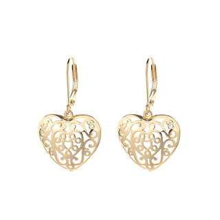 14K Gold and Sterling Silver Filigree Heart Earring