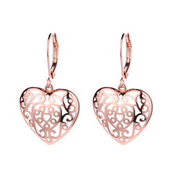 14K Gold and Sterling Silver Filigree Heart Earring