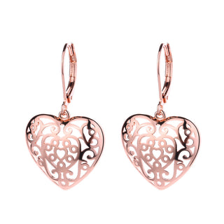 14K Gold and Sterling Silver Filigree Heart Earring