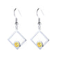 Sterling Silver Peridot Sideways Square Drop Earrings