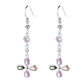 Sterling Silver Multi-Colored Crystal Floral Drop Earrings