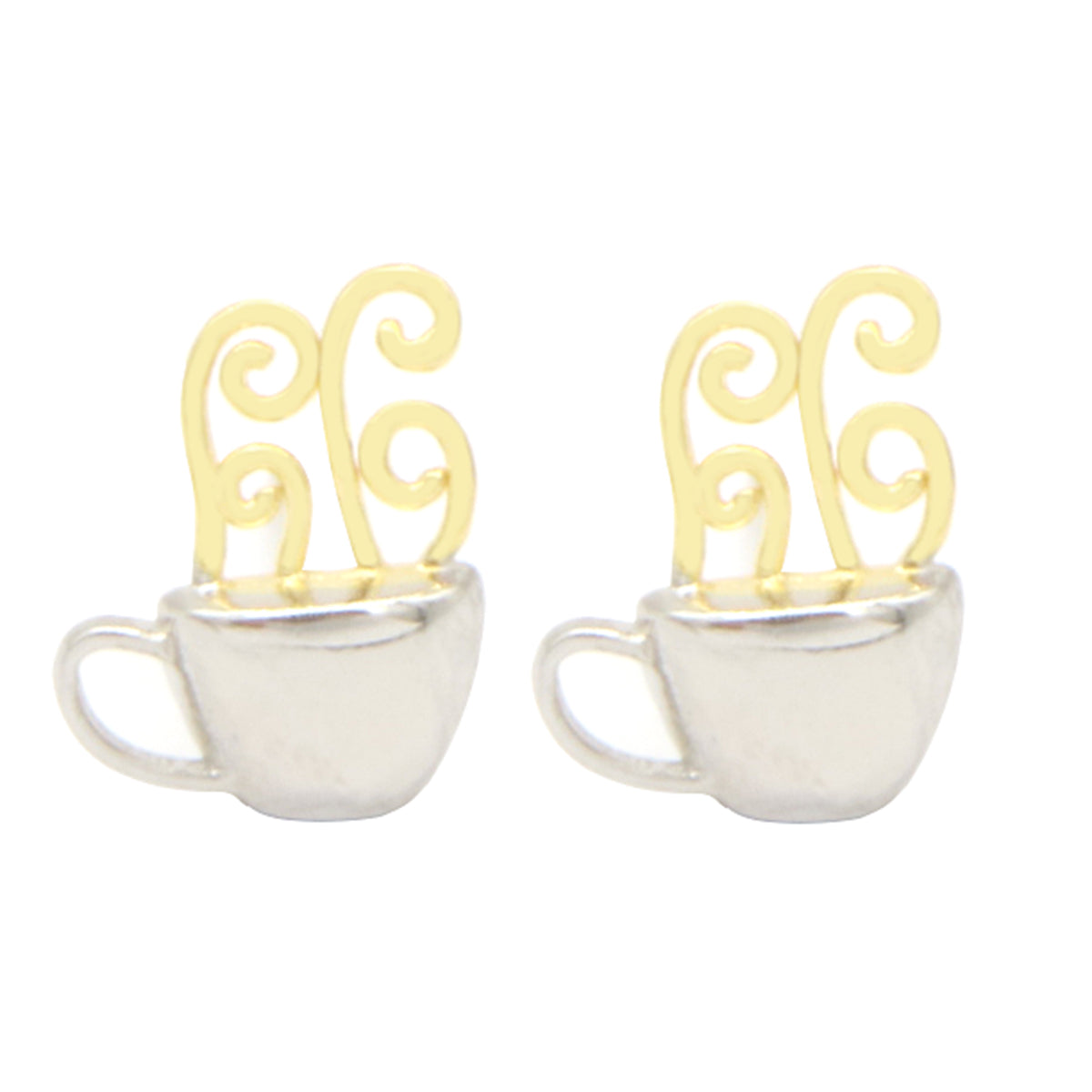 14K Gold and Sterling Silver Coffee Earrings
