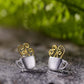 14K Gold and Sterling Silver Coffee Earrings