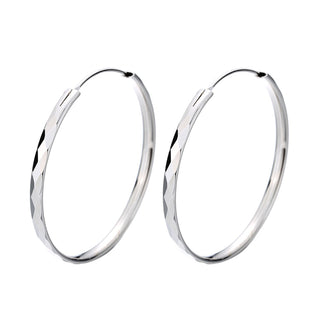 Amy and Annette Diamond Cut Sterling Silver Hoop Earrings (30mm)