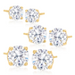 14K Gold over Sterling Silver Stud Earrings with Simulated Diamonds set of 3 (6 total pieces)