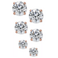 14K Gold over Sterling Silver Stud Earrings with Simulated Diamonds set of 3 (6 total pieces)