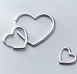Amy and Annette 14K White Gold Heart Shaped Hoop Earring