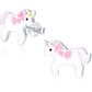 Sterling Silver Pink and White Unicorn Stud Earrings