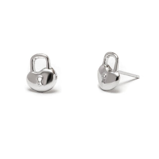 Sterling Silver Lock Earring Studs