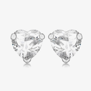 Amy and Annette Sterling Silver Crystal Heart Stud Earrings