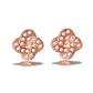 18K Rose Gold Encrusted Knot Stud Earrings With Crystals