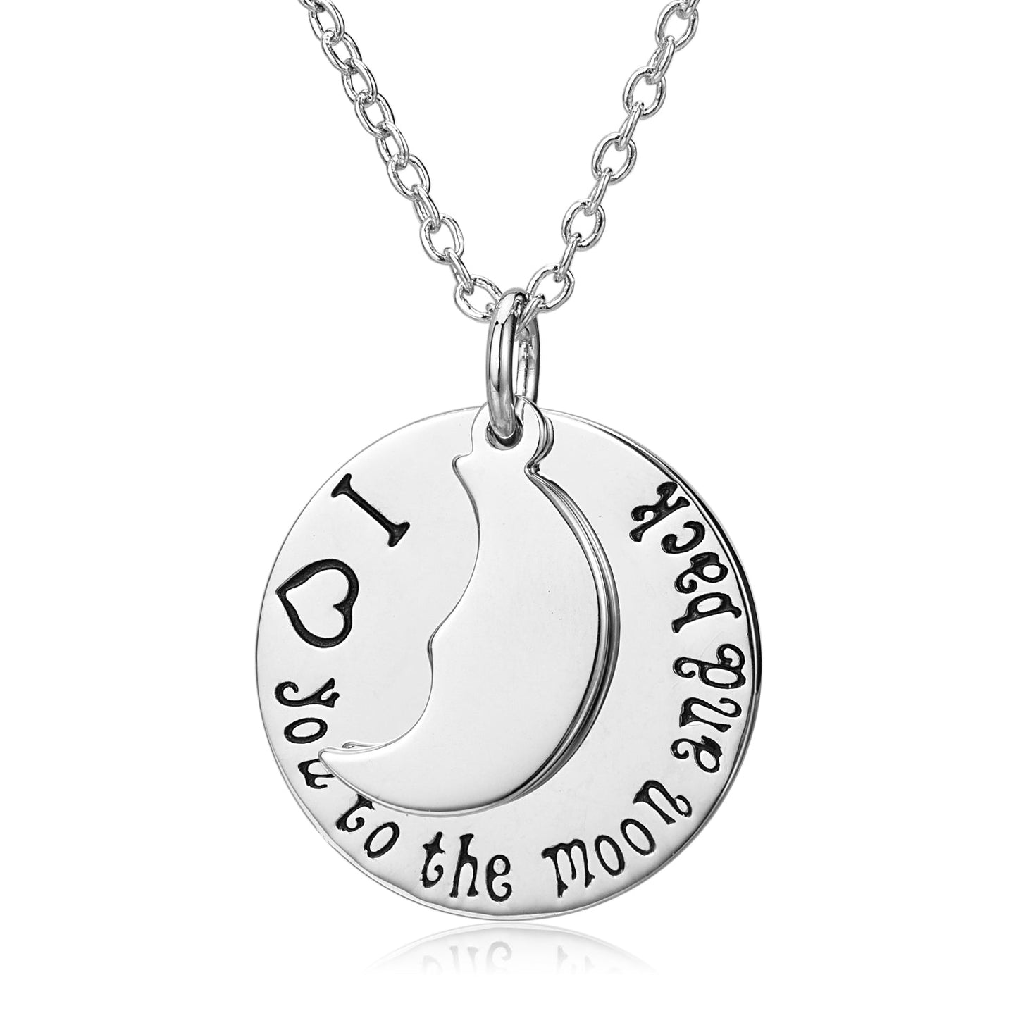 Vintage-Inspired "I Love you to the moon and back" Necklace in Rhodium