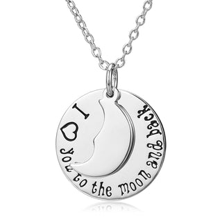 Vintage-Inspired "I Love you to the moon and back" Necklace in Rhodium